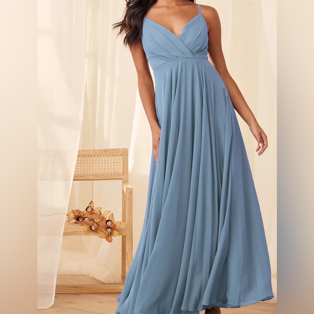 NWT! Lulus All About Love Slate Blue Maxi Dress